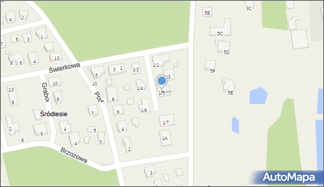 Śródlesie, Świerkowa, 1/5, mapa Śródlesie