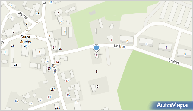Stare Juchy, Świerkowa, 1, mapa Stare Juchy