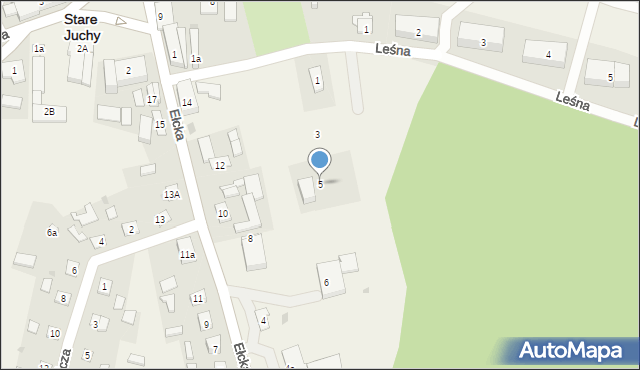 Stare Juchy, Świerkowa, 5, mapa Stare Juchy