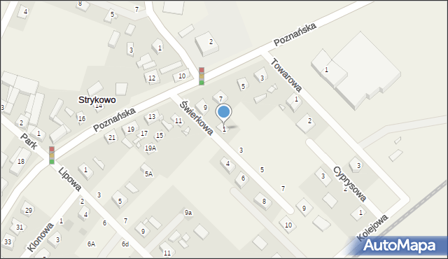 Strykowo, Świerkowa, 1, mapa Strykowo