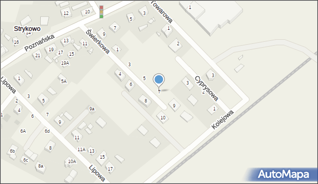 Strykowo, Świerkowa, 7, mapa Strykowo