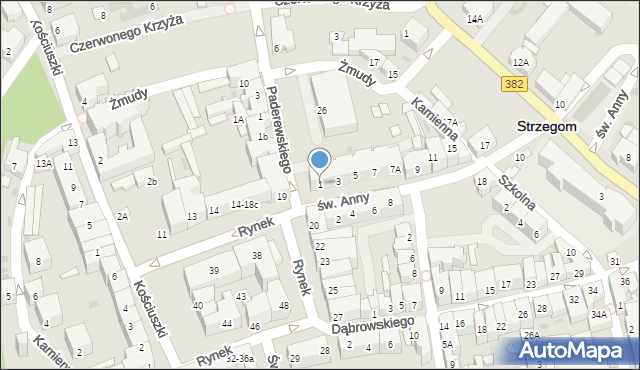 Strzegom, św. Anny, 1, mapa Strzegom