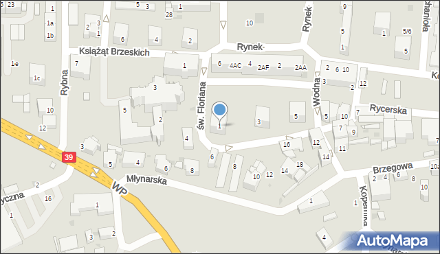 Strzelin, św. Floriana, 1, mapa Strzelin