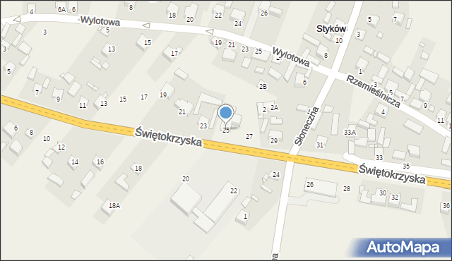 Styków, Świętokrzyska, 25, mapa Styków