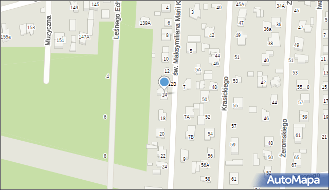 Sulejówek, św. Maksymiliana Marii Kolbego, 14, mapa Sulejówek