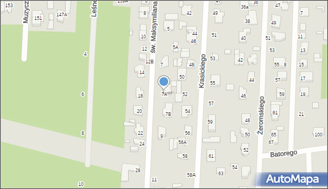 Sulejówek, św. Maksymiliana Marii Kolbego, 7A, mapa Sulejówek