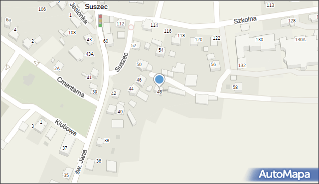 Suszec, św. Jana, 48, mapa Suszec