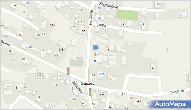 Suszec, św. Jana, 68, mapa Suszec