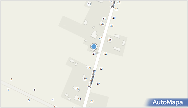 Suszno, Świerkowa, 43, mapa Suszno