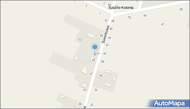 Suszno, Świerkowa, 51, mapa Suszno