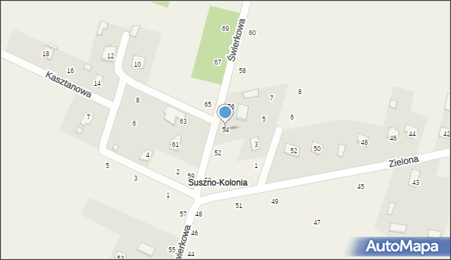 Suszno, Świerkowa, 54, mapa Suszno