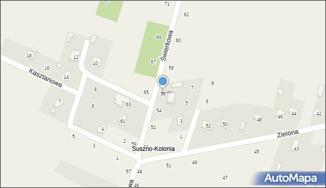 Suszno, Świerkowa, 56, mapa Suszno