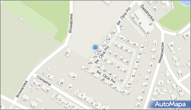 Świebodzice, św. Ojca Pio, 19B, mapa Świebodzice