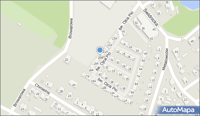 Świebodzice, św. Ojca Pio, 20A, mapa Świebodzice