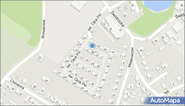 Świebodzice, św. Ojca Pio, 25, mapa Świebodzice
