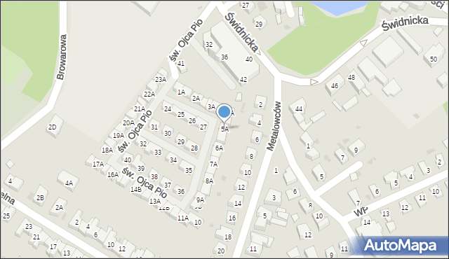 Świebodzice, św. Ojca Pio, 5A, mapa Świebodzice