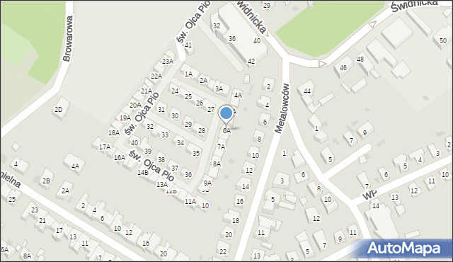 Świebodzice, św. Ojca Pio, 6A, mapa Świebodzice