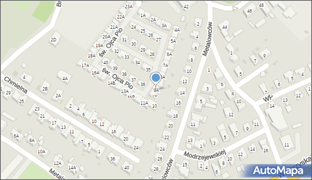 Świebodzice, św. Ojca Pio, 9A, mapa Świebodzice