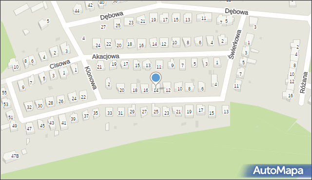 Świebodzice, Świerkowa, 14, mapa Świebodzice