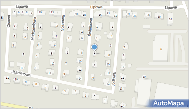 Świebodzin, Świerkowa, 5, mapa Świebodzin