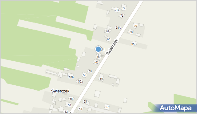 Świerczek, Świerczek, 62, mapa Świerczek