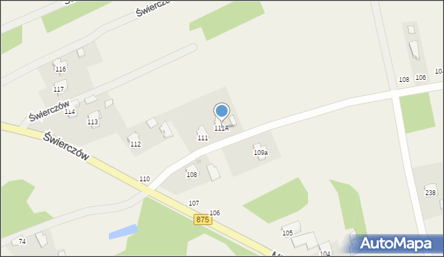 Świerczów, Świerczów, 111A, mapa Świerczów