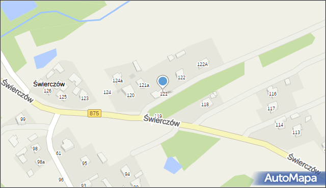 Świerczów, Świerczów, 121, mapa Świerczów