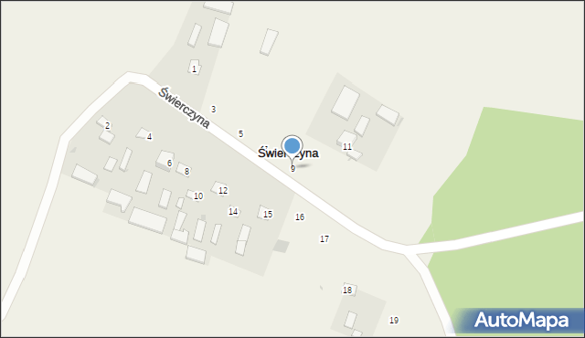 Świerczyna, Świerczyna, 9, mapa Świerczyna