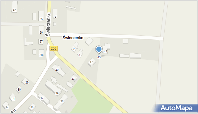 Świerzenko, Świerzenko, 45, mapa Świerzenko