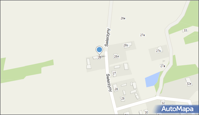 Świerzyny, Świerzyny, 26, mapa Świerzyny