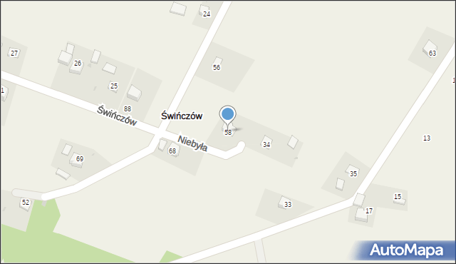 Świńczów, Świńczów, 58, mapa Świńczów