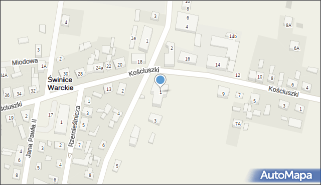 Świnice Warckie, św. Faustyny, 1, mapa Świnice Warckie