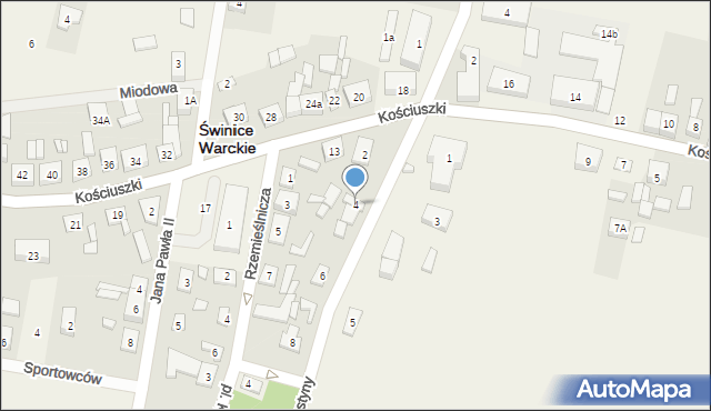 Świnice Warckie, św. Faustyny, 4, mapa Świnice Warckie