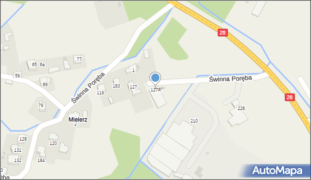 Świnna Poręba, Świnna Poręba, 127A, mapa Świnna Poręba