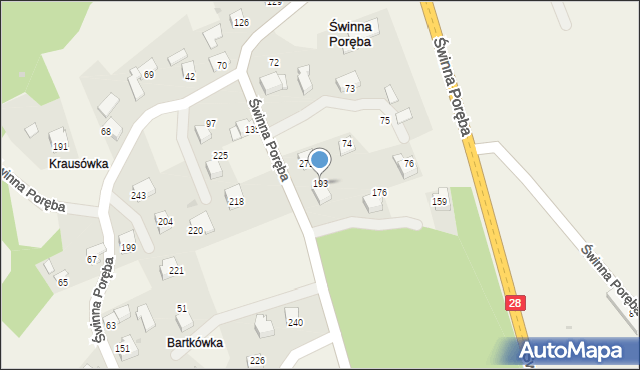 Świnna Poręba, Świnna Poręba, 193, mapa Świnna Poręba