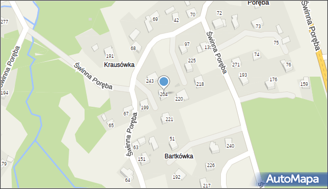 Świnna Poręba, Świnna Poręba, 204, mapa Świnna Poręba