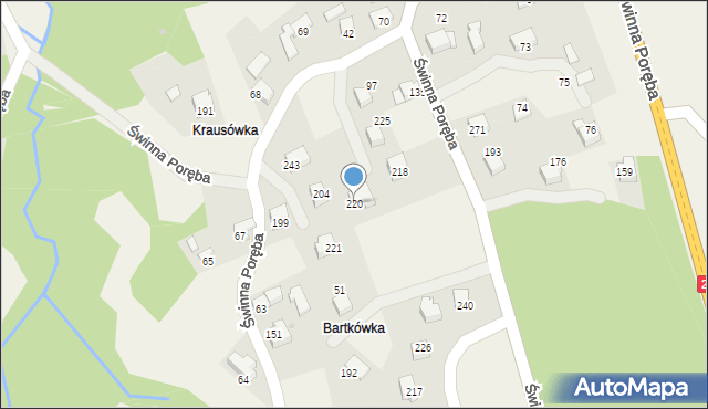 Świnna Poręba, Świnna Poręba, 220, mapa Świnna Poręba