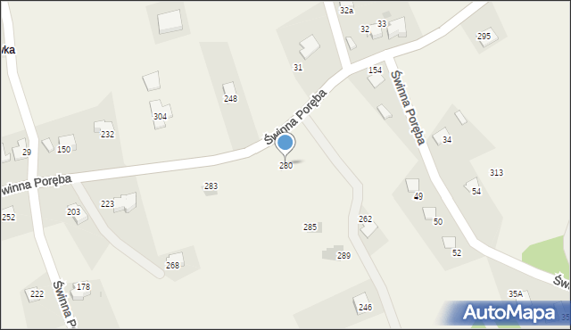 Świnna Poręba, Świnna Poręba, 280, mapa Świnna Poręba