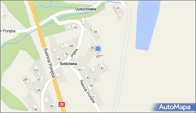 Świnna Poręba, Świnna Poręba, 307, mapa Świnna Poręba
