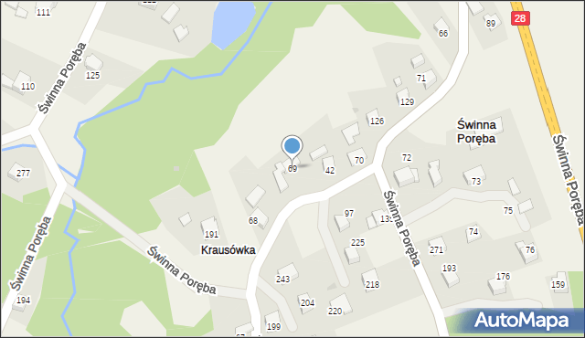 Świnna Poręba, Świnna Poręba, 69, mapa Świnna Poręba