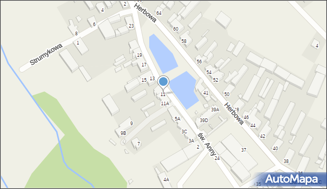 Szczaniec, św. Anny, 11, mapa Szczaniec