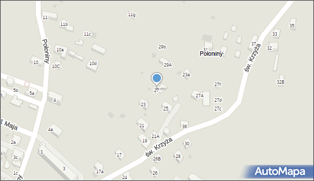 Szczawnica, św. Krzyża, 27, mapa Szczawnica