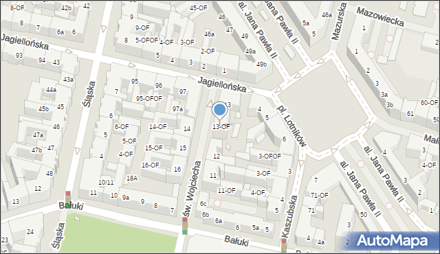 Szczecin, św. Wojciecha, 13-OF, mapa Szczecina