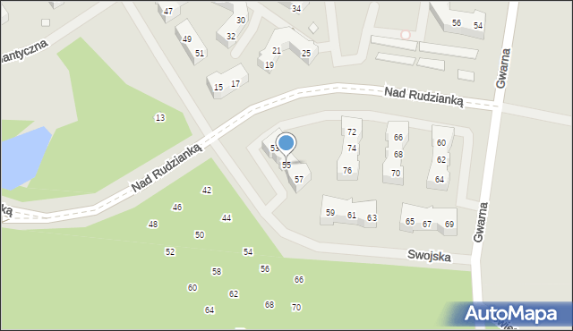 Szczecin, Swojska, 55, mapa Szczecina