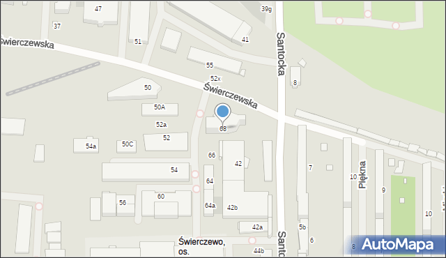 Szczecin, Świerczewska, 68, mapa Szczecina