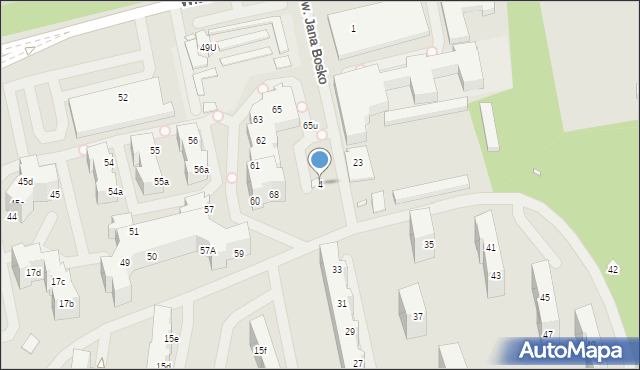 Szczecin, św. Jana Bosko, 4, mapa Szczecina