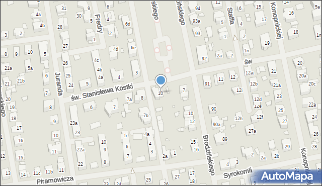 Szczecin, św. Stanisława Kostki, 10, mapa Szczecina