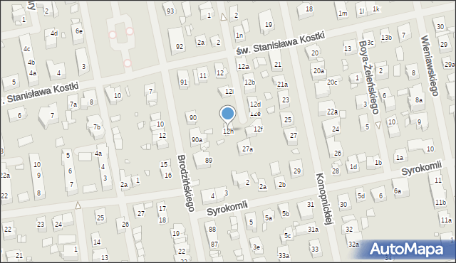 Szczecin, św. Stanisława Kostki, 12h, mapa Szczecina