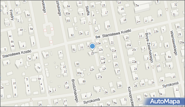 Szczecin, św. Stanisława Kostki, 12i, mapa Szczecina