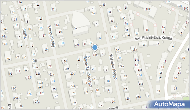 Szczecin, św. Stanisława Kostki, 13b, mapa Szczecina